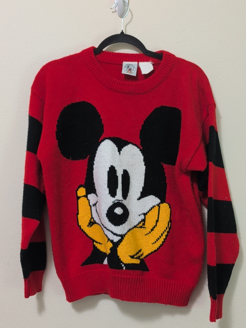 Disney Red Crewneck Sweater with Mickey Graphic